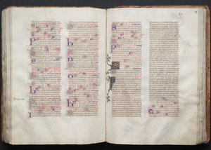 The Gotha Missal: Fol. 106v, text, ca. 1375. av Master of the Boqueteaux