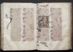The Gotha Missal: Fol. 109v, text, ca. 1375. av Master of the Boqueteaux