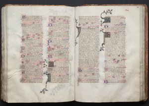 The Gotha Missal: Fol. 110v, text, ca. 1375. av Master of the Boqueteaux