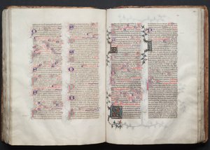 The Gotha Missal: Fol. 112v, text, ca. 1375. av Master of the Boqueteaux