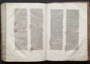 The Gotha Missal: Fol. 153v, text, ca. 1375. av Master of the Boqueteaux