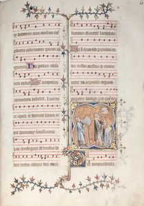 The Gotha Missal: Fol. 61r, En präst som sjunger ämbetet, ca. 1375. av Master of the Boqueteaux