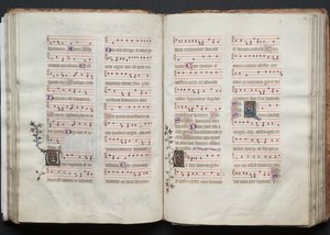 The Gotha Missal: Fol. 61v, text, c. 1375. av Master of the Boqueteaux