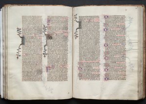 The Gotha Missal: Fol. 72v, text, c. 1375. av Master of the Boqueteaux