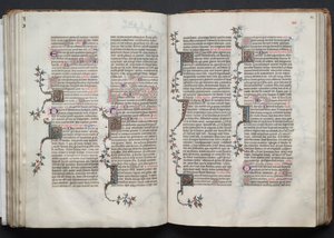 The Gotha Missal: Fol. 83v, text, c. 1375. av Master of the Boqueteaux