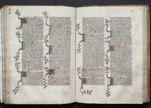 The Gotha Missal: Fol. 84v, text, c. 1375. av Master of the Boqueteaux
