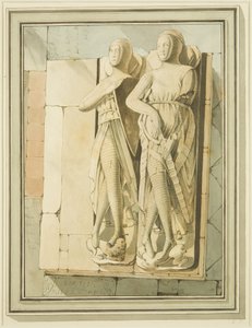 Bildningar av två riddare, "Maurice of Gaunt" och "Robert de Gourney" i St Mark