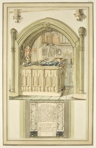 Tomb of Robert Fitzharding, död 1170, i Bristol Cathedral, ca 1799 (akvarell på papper) av Master of the Bristol Church Monuments