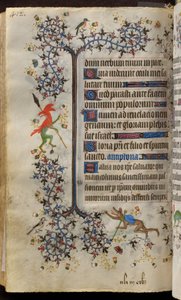 Karl den ädles, kung av Navarra (1361-1425), timbrar: fol. 200v, Text av Master of the Brussels Initials and Associates