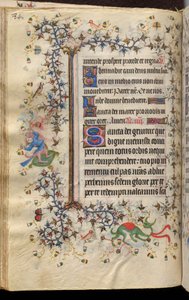 Timmar av Karl den ädle, kung av Navarra (1361-1425): fol. 42v, Text av Master of the Brussels Initials and Associates
