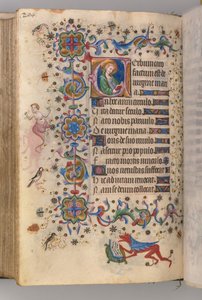 Timmar för Karl den ädle, kung av Navarra 1361-1425: fol. 102v, text, c. 1405. av Master of the Brussels Initials and Associates