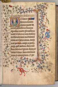 Timmar för Karl den ädle, kung av Navarra 1361-1425: fol. 13r, Text, c. 1405. av Master of the Brussels Initials and Associates