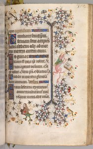 Timmar för Karl den ädle, kung av Navarra 1361-1425: fol. 184r, Text, ca. 1405. av Master of the Brussels Initials and Associates