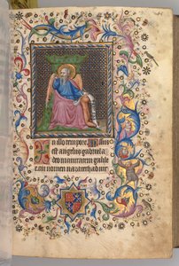 Timmar för Karl den ädle, kung av Navarra 1361-1425: fol. 23r, St Luke, ca. 1405. av Master of the Brussels Initials and Associates
