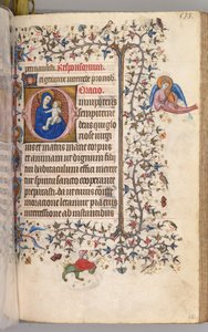 Timmar för Karl den ädle, kung av Navarra 1361-1425: fol. 261r, Jungfru och Barn, ca. 1405. av Master of the Brussels Initials and Associates