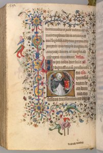 Timmar för Karl den ädle, kung av Navarra 1361-1425, fol. 290v, St. Dominic, ca. 1405. av Master of the Brussels Initials and Associates