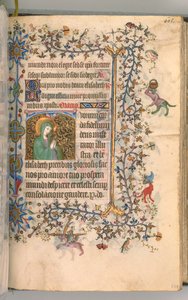 Timmar för Karl den ädle, kung av Navarra 1361-1425, fol. 297r, St. Elizabeth, ca. 1405. av Master of the Brussels Initials and Associates