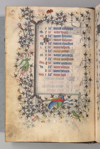 Timmar för Karl den ädle, kung av Navarra 1361-1425: fol. 2v, februari, c. 1405. av Master of the Brussels Initials and Associates