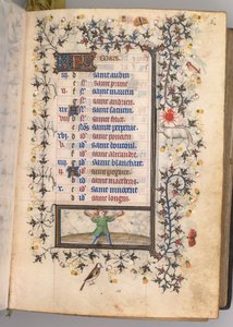 Timmar för Karl den ädle, kung av Navarra 1361-1425: fol. 3r, mars, c. 1405. av Master of the Brussels Initials and Associates