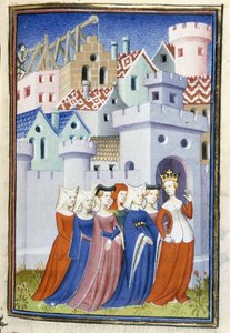 Harley 4431, f.323 Justice enters the City of Ladies, från 