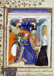 Harley 4431 f.95 Christine de Pisan presenterar sin bok för Louis av Orleans, illustration från 