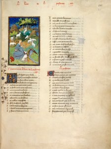 Harley 4431, fol.221 Herdinna tittar på sin flock, från Le Dit de la Pastoure, från 