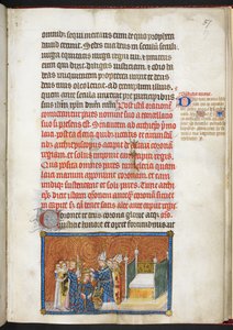 Cotton Tiberius B.VIII f.59 Ärkebiskopen av Reims placerar kronan på kungens huvud, från 