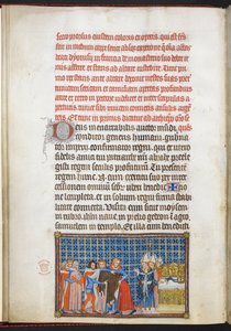 Bomull Tiberius B. VIII f.47v Kungen tar av sig sina ytterkläder, illustration från 