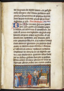 Bomull Tiberius B. VIII f.50r Kungen överför svärdet till Seneschalen (hertigen av Anjou), från 