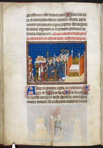Cotton Tiberius B. VIII f.59v Frankrikes jämnåriga upprätthållande av kronan, illustration från 