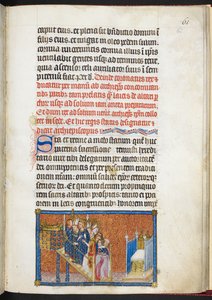 Cotton Tiberius B. VIII f.63r Frankrikes jämnåriga leder kungen till tronen på solium, från 