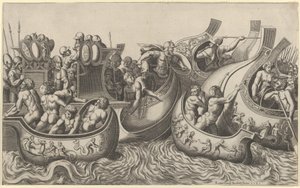 Mirror of Roman Magnificence: Naval Battle, 1500-talet., 1500-talet. av Master of the Die