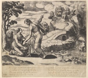 Venus beordrar Psyche att ta vatten från en fontän som bevakas av drakar, från 
