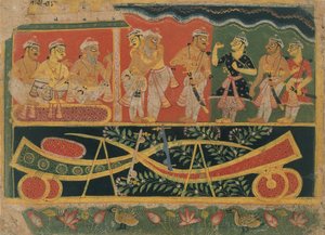 Nanda och Vasudeva: Sida från en Dispersed Bhagavata Purana..., ca. 1520-30. av Master of the Dispersed Bhagavata Purana.