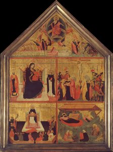 Den sista domen, Jungfrun och barnet med en biskop-helgon och Sankt Peters martyr..., ca. 1325.