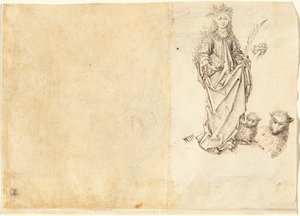 Saint Agnes (verso) av Master of the Drapery Studies after Martin Schongauer