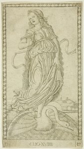 Clio, tallrik nitton från Apollo and the Muses av Master of the E Series Tarocchi