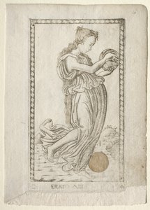 Erato-lyrik och kärlekspoesi från Tarocchi-serien D..., före 1467. av Master of the E Series Tarocchi