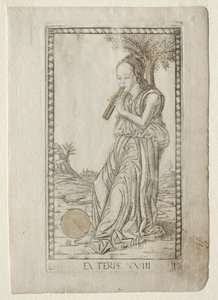 Euterpe-musik, lyrisk poesi från Tarocchi-serien D..., före 1467. av Master of the E Series Tarocchi