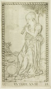 Euterpe, tallrik arton från Apollo and the Muses av Master of the E Series Tarocchi