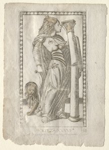 Forteza från Tarocchi, serie B: Cosmic Principles & Virtues, #36, före 1467. av Master of the E Series Tarocchi