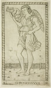 Genius of Time, skylt 32 från Genii and Virtues av Master of the E Series Tarocchi