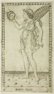 Genius of the Sun, plåt 31 från Genii and Virtues av Master of the E Series Tarocchi