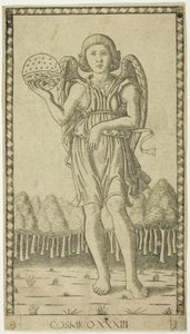 Genius of the World, skylt 33 från Genii and Virtues av Master of the E Series Tarocchi