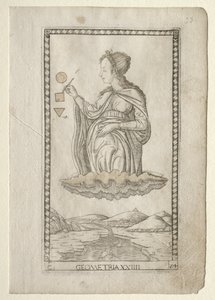 Geometri från Tarocchi, serie C: Liberal Arts, #24, före 1467. av Master of the E Series Tarocchi