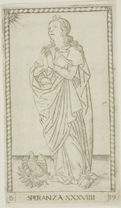 Hope, tallrik 39 från Genii and Virtues av Master of the E Series Tarocchi