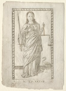 Rättvisa (från Tarocchi, serie B: Cosmic Principles and Virtues, #37) av Master of the E Series Tarocchi