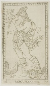 Mercury, plåt 42 från Planets and Spheres av Master of the E Series Tarocchi
