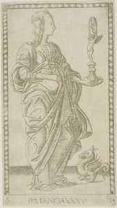 Prudence, tallrik 35 från Genii and Virtues av Master of the E Series Tarocchi