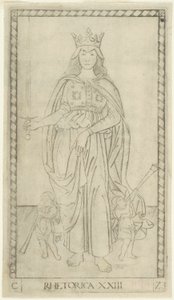 Retorik, tavla 23 från Arts and Sciences av Master of the E Series Tarocchi